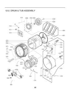 Drum And Tub Assembly Diagram and Parts List for GCWM1069CS8 ABWEELC LG Washer