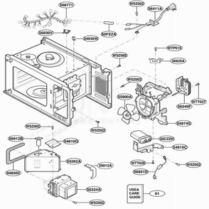 Interior Parts Diagram and Parts List for JES1855PCH AT7EGEU LG Wall Oven