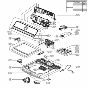 Top Cover Assembly Diagram and Parts List for WT7200CW ABWETUS LG Washer