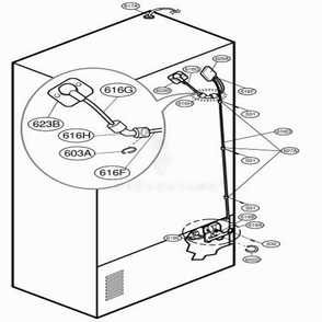 Valve And Water Tube Parts Diagram and Parts List for 79763 ASTCSEF LG Refrigerator