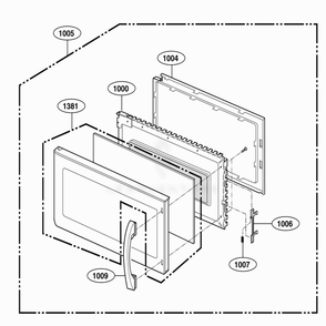 Door Parts Diagram and Parts List for DOTRC17SSC ASBEDOC LG Range