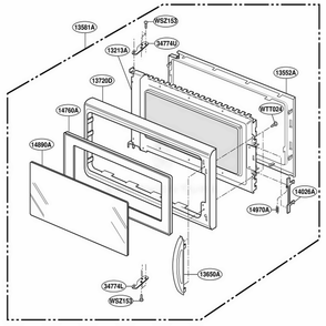Door Parts Diagram and Parts List for KHMC107EBLO BKEKAD LG Range
