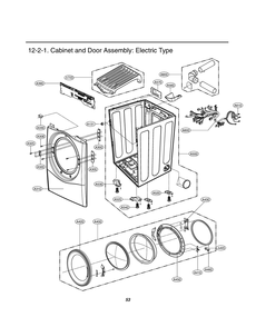 Cabinet And Door Assembly Diagram and Parts List for RV1399A ABWEEUS LG Dryer