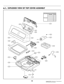 Top Cover Assembly Diagram and Parts List for T17A1EFHU5B ASSEUCI LG Washer