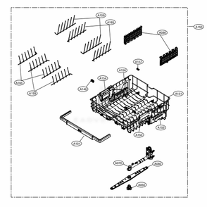 Upper Rack Assembly Diagram and Parts List for LDP7808BD ABDESNA LG Dishwasher