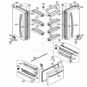 Door Parts Diagram and Parts List for LFC20760SB AWB2LGY LG Refrigerator