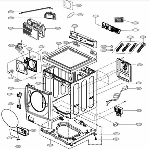 Cabinet And Control Panel Assembly Diagram and Parts List for 41982 ABWESEU LG Washer Dryer Combo