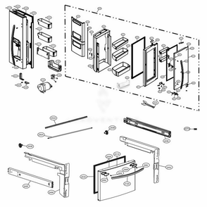 Door Parts Diagram and Parts List for LFXS28566D ASBCNA4 LG Refrigerator
