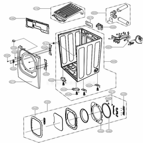 Cabinet And Door Assembly Electric Type Diagram and Parts List for DLEX4070W ABWEEUS LG Dryer