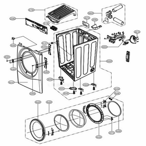 Cabinet And Door Assembly: Electric Type Diagram and Parts List for DLE3460W ABWEEUS LG Dryer