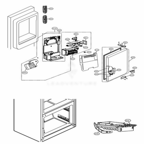 Ice Maker And Ice Bin Parts Diagram and Parts List for LFXS29626B AWBCNA1 LG Refrigerator