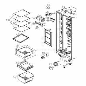 Refrigerator Compartment Diagram and Parts List for LSXS26396S ASTCNA3 LG Refrigerator