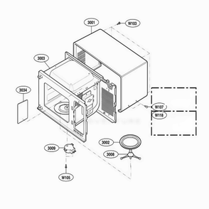 Oven Cavity Parts Diagram and Parts List for 66464 CBSESEA LG Range