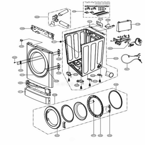 Cabinet And Door Assembly Diagram and Parts List for GDL1329QEW3 ASSEELC LG Washer