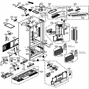Case Parts Diagram and Parts List for 74043 ASTCSE2 LG Refrigerator