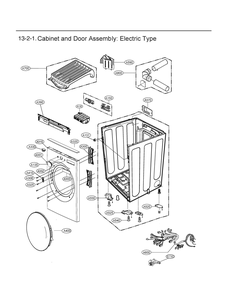 Cabinet And Door Assembly Diagram and Parts List for DLEX5500W ABWEEUS LG Dryer