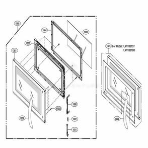 Door Parts Diagram and Parts List for LMV1831SB CBKELGA LG Microwave