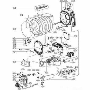 Drum And Motor Assembly Gas Type Diagram and Parts List for DLGX5171W ABWESED LG Dryer