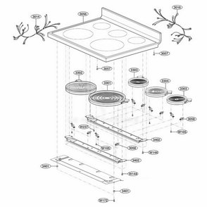 Cooktop Parts Diagram and Parts List for LRE30755ST ASTLLGA LG Range