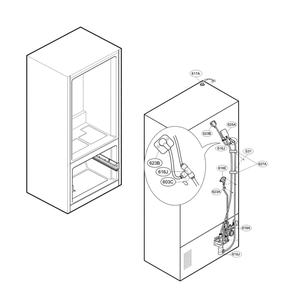 Valve And Water Tube Parts Diagram and Parts List for LFXS26973S 01 LG Refrigerator