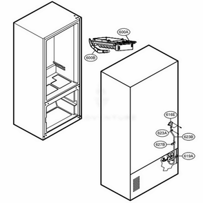 Ice Maker Parts Diagram and Parts List for 71606 ATICSE0 LG Refrigerator