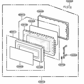 Door Parts Diagram and Parts List for LD10D GREAMA LG Wall Oven