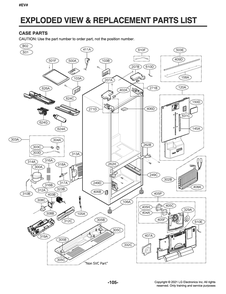 Case Parts Diagram and Parts List for GR-X228NSSM ASTCNAA LG Refrigerator