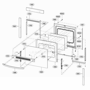 Door Parts Diagram and Parts List for LRE3091SW FWHLLCA LG Range