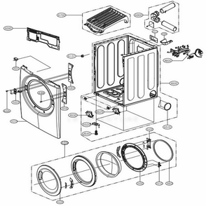 Cabinet And Door Assembly Diagram and Parts List for 80311 ABWESEU LG Dryer