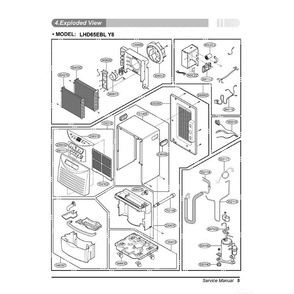 Section Diagram and Parts List for LHD65EBLY8 ABKAHDP LG Dehumidifier