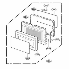 Door Parts Diagram and Parts List for KM362W MWEWCF LG Range