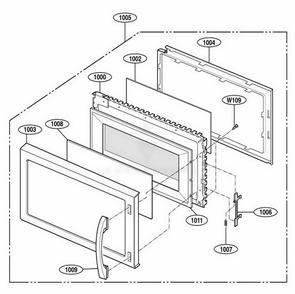 Door Parts Diagram and Parts List for 80529 CBKESEA LG Range