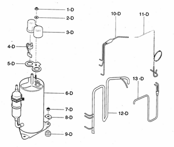 Compressor Parts Diagram and Parts List for 58072104200  Kenmore Air Conditioner