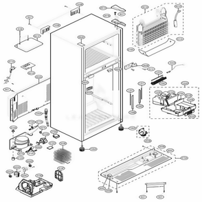 Case Parts Diagram and Parts List for LTCS24223W ASWCNA1 LG Refrigerator