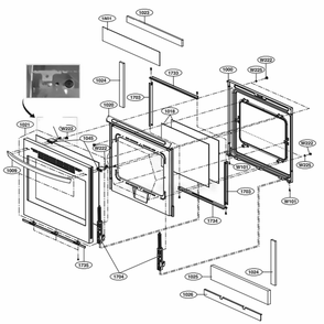 Door Parts Diagram and Parts List for LRE3083ST ASTLLGA LG Range