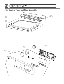 Control Panel And Plate Assembly Diagram and Parts List for RV13B2HS ABSEEUS LG Dryer