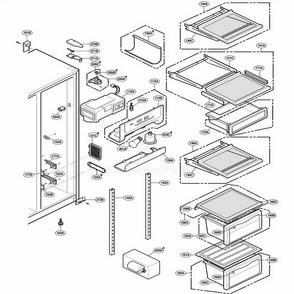 Refrigerator Compartment Diagram and Parts List for LRSPC2331BK AWBCLGA LG Refrigerator