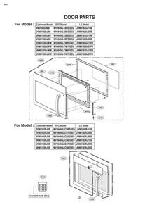 Door Parts Diagram and Parts List for JVM3162DJWW CW2EGEU LG Microwave Oven Combo