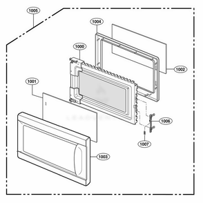 Door Parts Diagram and Parts List for 66102 CWHESEA LG Range