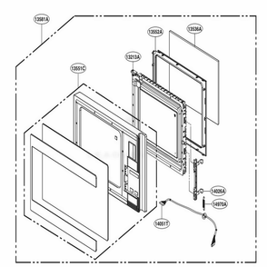 Door Parts Diagram and Parts List for MH1596CIR CSSELEC LG Range