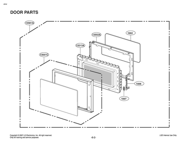 Door Parts Diagram and Parts List for MS2042D CBK9NAG LG Microwave