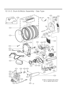 Drum And Motor Assembly Diagram and Parts List for RN1044AS ABWESEU LG Dryer