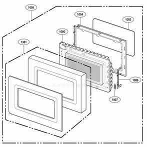Door Parts Diagram and Parts List for HMB406 CBKEBSU LG Wall Oven