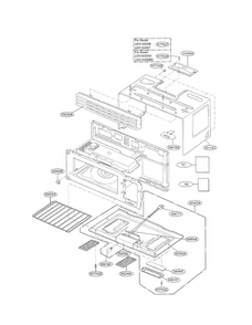 Oven Cavity Parts Diagram and Parts List for LMV1645SW01  LG Microwave