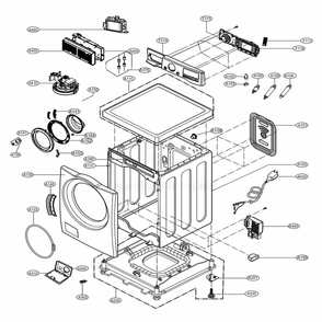 Cabinet And Control Panel Assembly Diagram and Parts List for 41462 ABWEUEU LG Washer