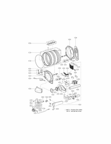 Drum And Motor Assembly Parts Diagram and Parts List for 79691272210  Kenmore Dryer