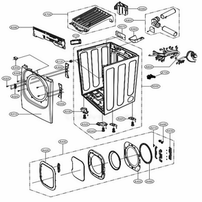 Cabinet And Door Assembly: Electric Type Diagram and Parts List for DLEX4500B ABLEEUS LG Dryer