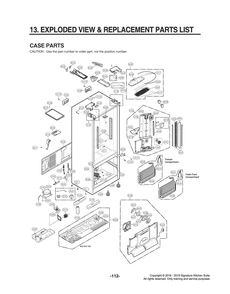 Case Parts Diagram and Parts List for GR-J266DSJM ASTCNA0 LG Refrigerator