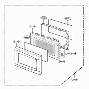 Door Parts Diagram and Parts List for GT4175SPB CBKEWRP LG Wall Oven
