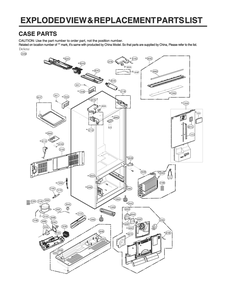 Case Parts Diagram and Parts List for GR-J288NSXM ASTCNA2 LG Refrigerator